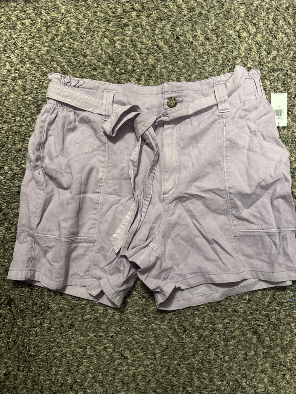 Light Lavender Women's Tie-Waist Utility Shorts